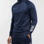 Men Navy Blue Track Suit Top