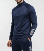 Men Navy Blue Track Suit Top