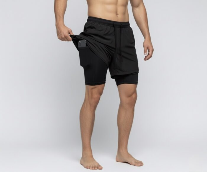 Men's Black, Breathable Sleeveless Gym shorts - Image 1