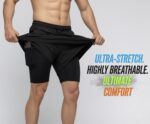 Men's Black, Breathable Sleeveless Gym shorts - Image 2
