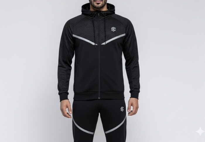 Men's Black Tracksuit Top - Image 1