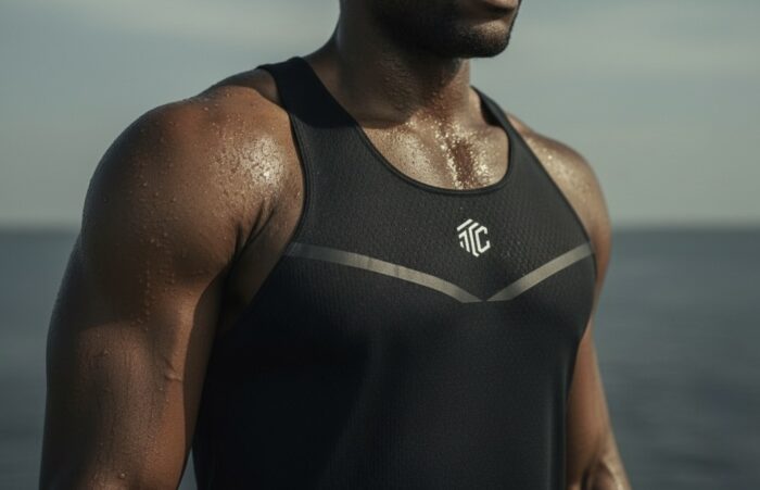 Men's Black Workout, Breathable Sleeveless Top - Image 3