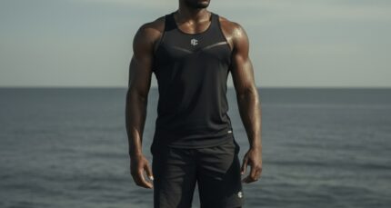 Men's Black Workout, Breathable Sleeveless Top