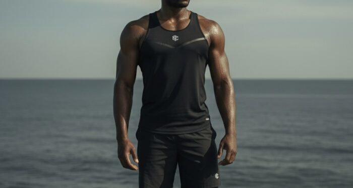 Men's Black Workout, Breathable Sleeveless Top - Image 1