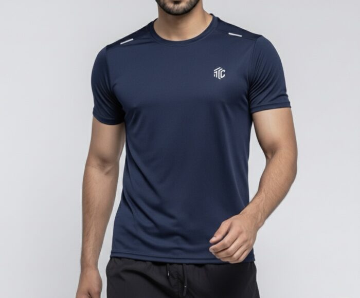 Men's Navy Blue Breathable T-shirt - Image 4