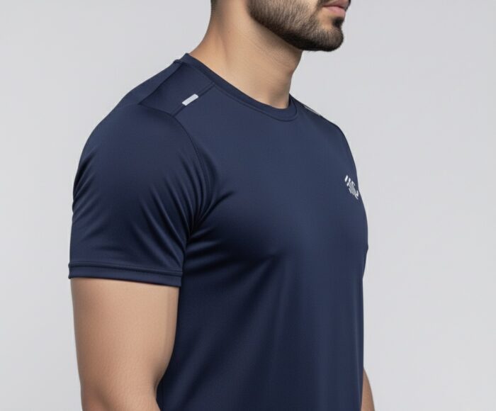 Men's Navy Blue Breathable T-shirt - Image 3