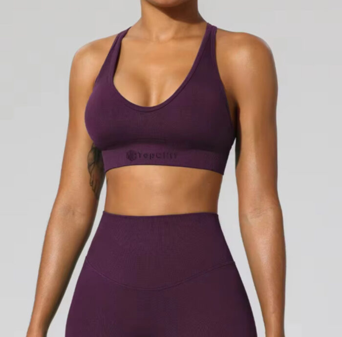 Women Italian Plum Workout/Yoga Bra - Image 2