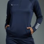 Women Navy Blue Track Suit Top