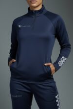 Women Navy Blue Track Suit Top