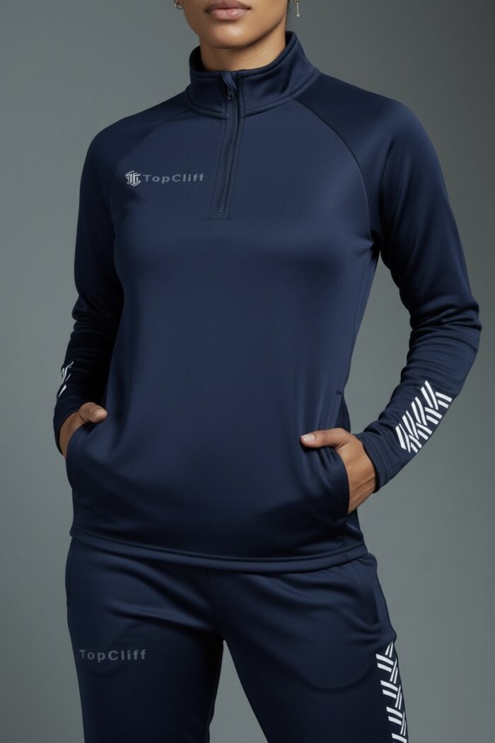 Women Navy Blue Track Suit Top - Image 1
